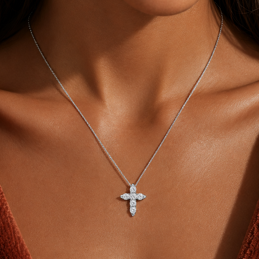 Cross Necklace White Gold
