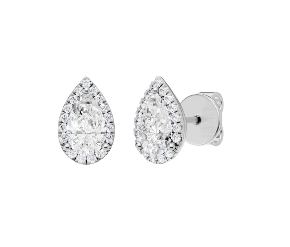Halo Pear Studs - 2.20 carats total