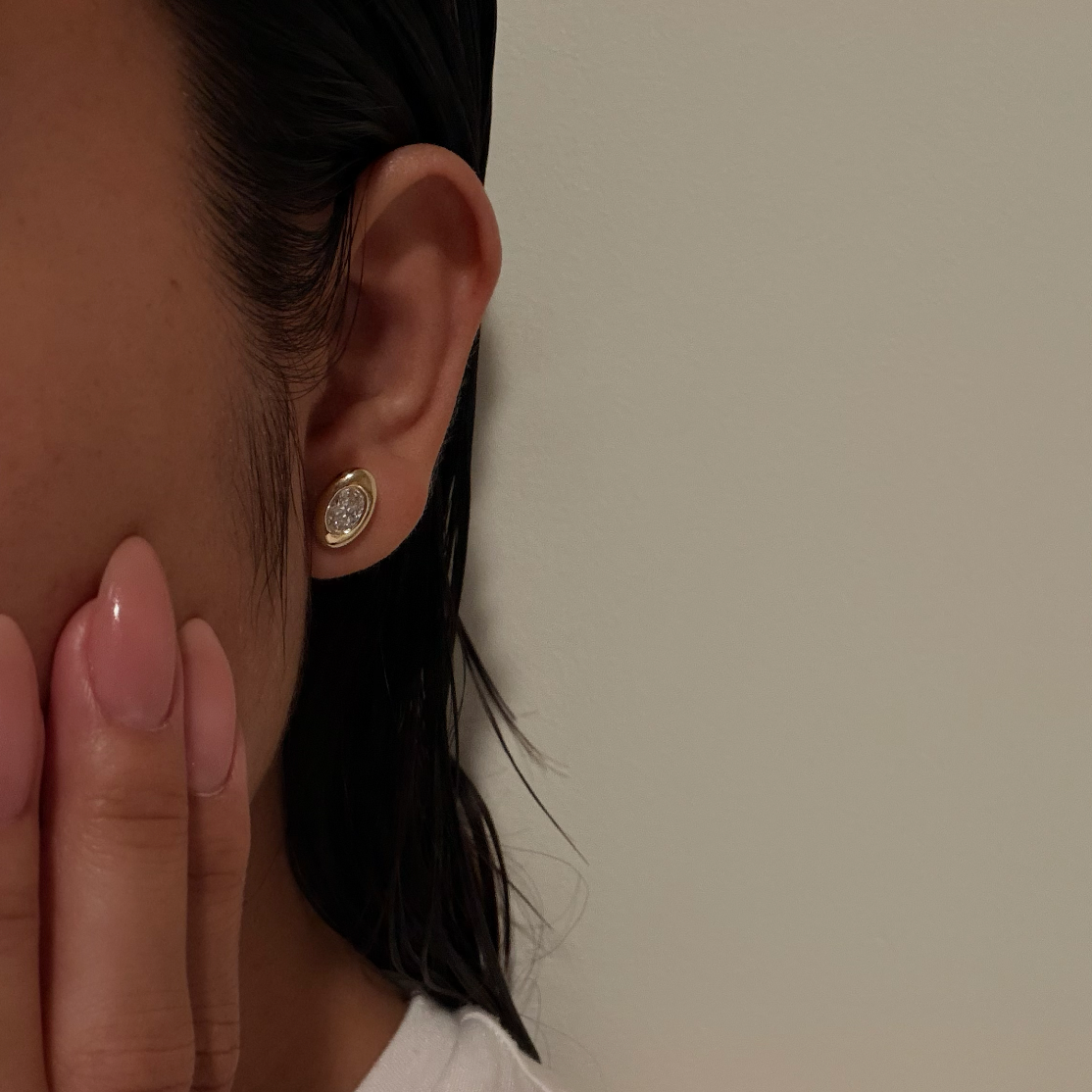 Oval BonBon Studs - 1 carat total