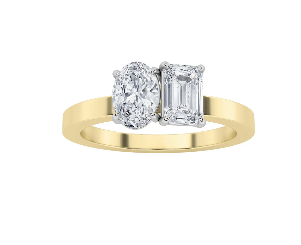 Toi Et Moi - Oval and Emerald Ring
