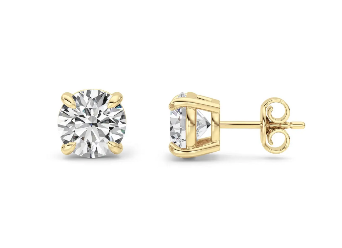 Classic Basket Round Studs - 4 carats total