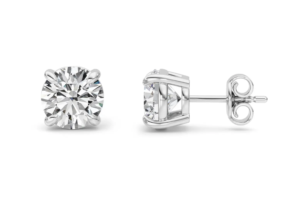 Classic Basket Round Studs - 4 carats total