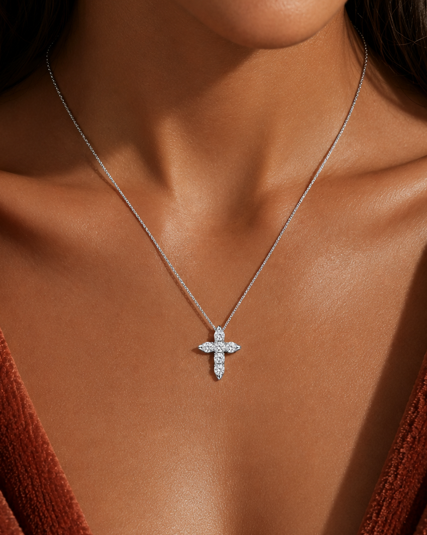 White Gold Cross Necklace