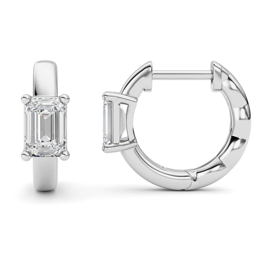 Emerald Huggie Earrings - 1 carat total