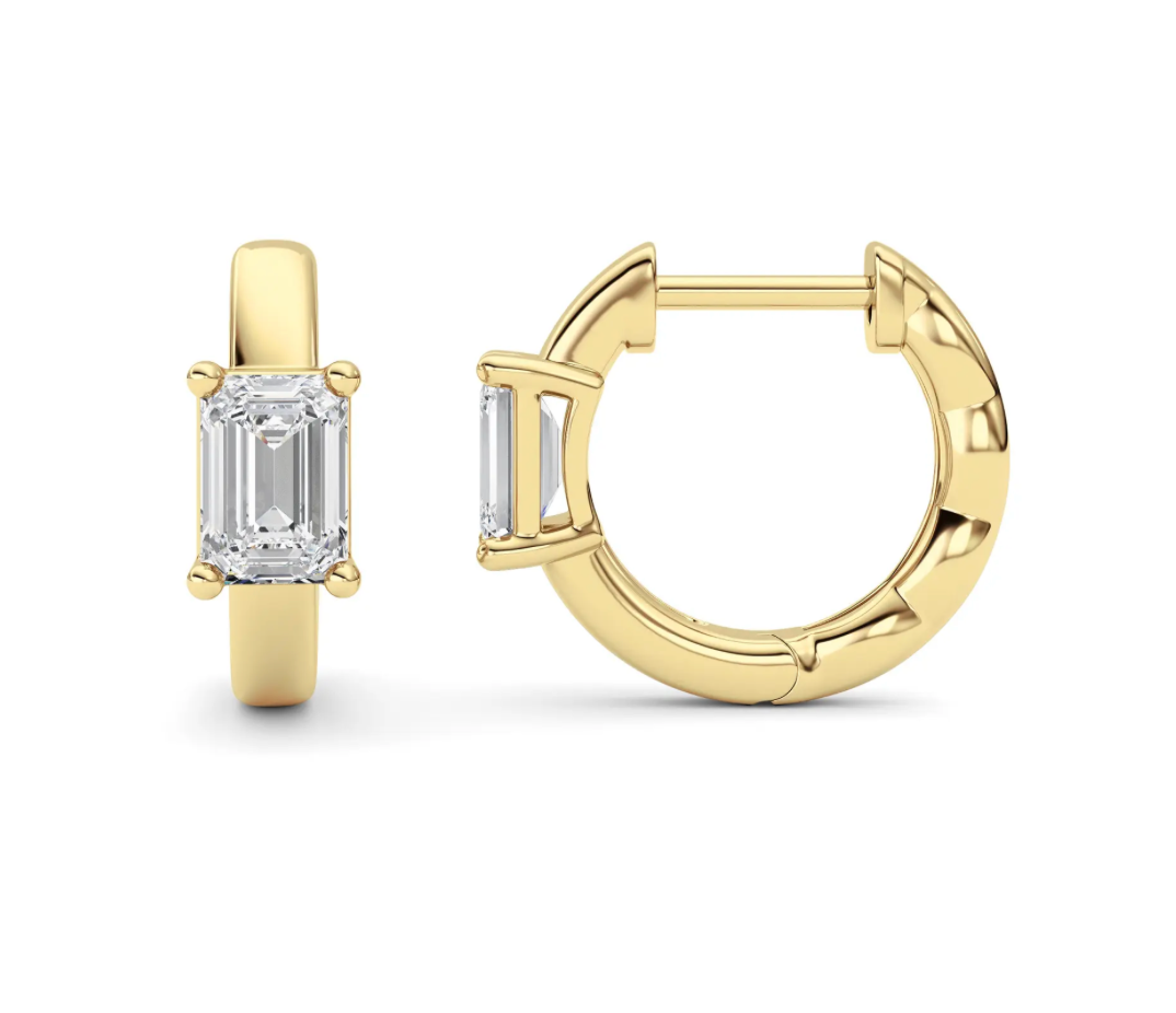 Emerald Huggie Earrings - 1 carat total