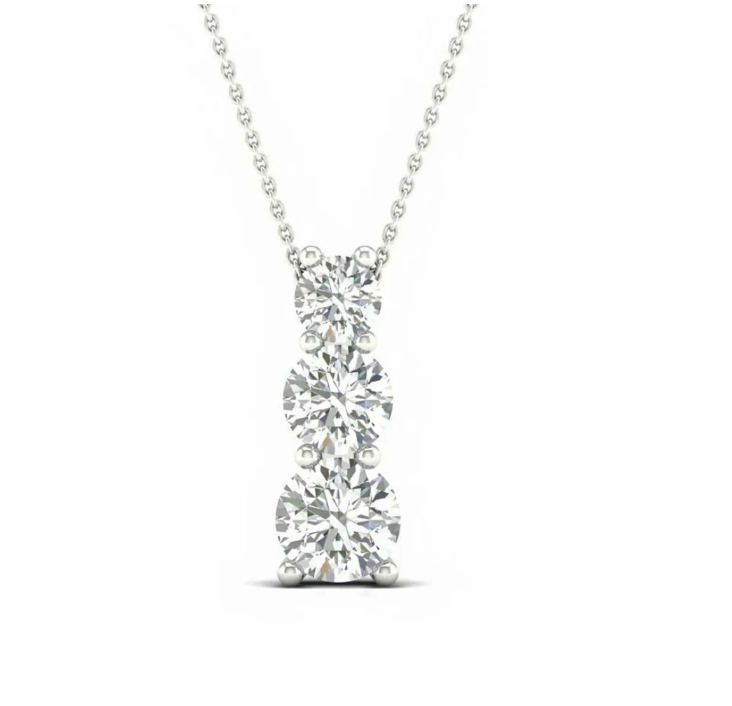 Three Stone Drop Pendant - 1 carat total