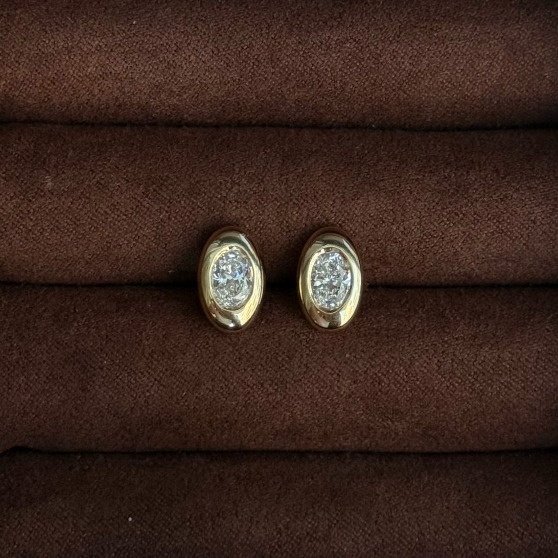 Oval BonBon Studs - 1 carat total