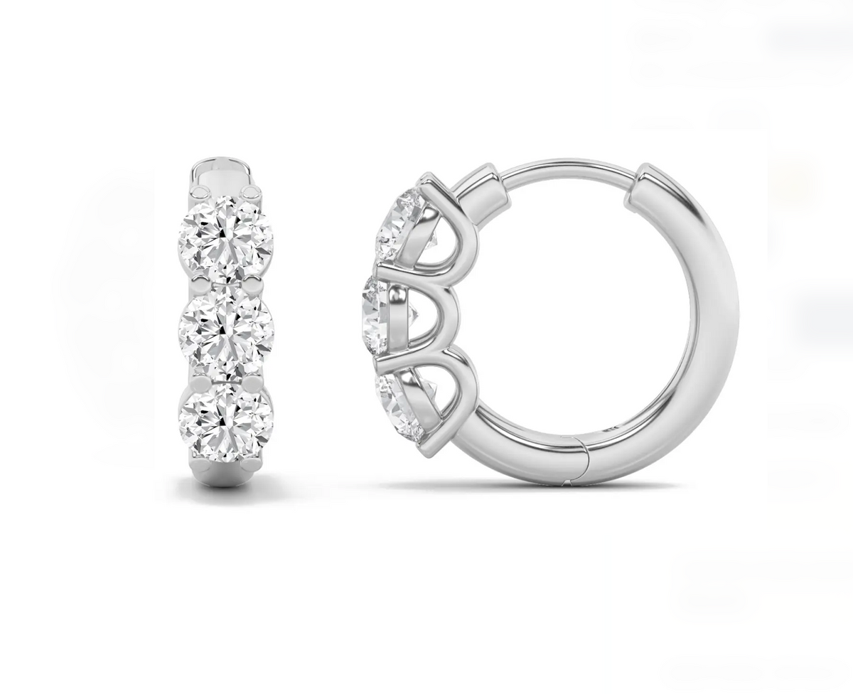 LW Round Three Stone Hoops