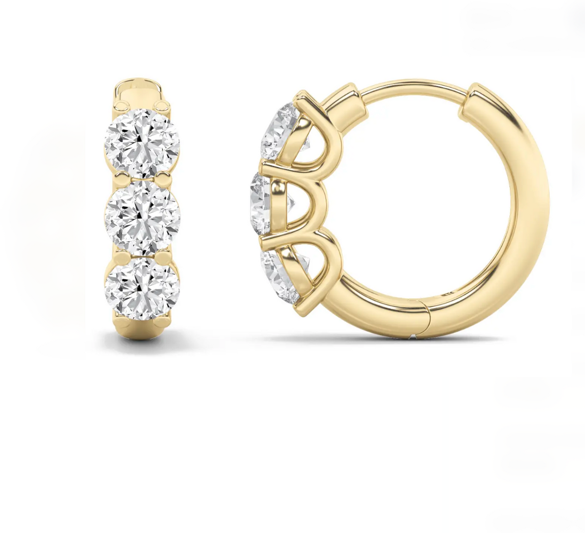LW Round Three Stone Hoops